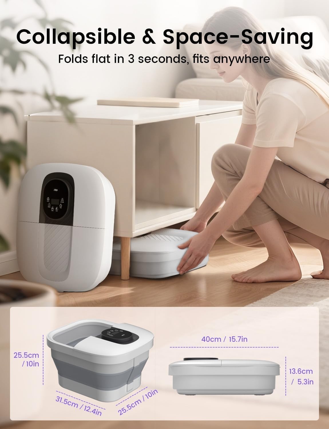 Luxury Collapsible Foot Spa with Fast PTC Heating & Digital Touch Control