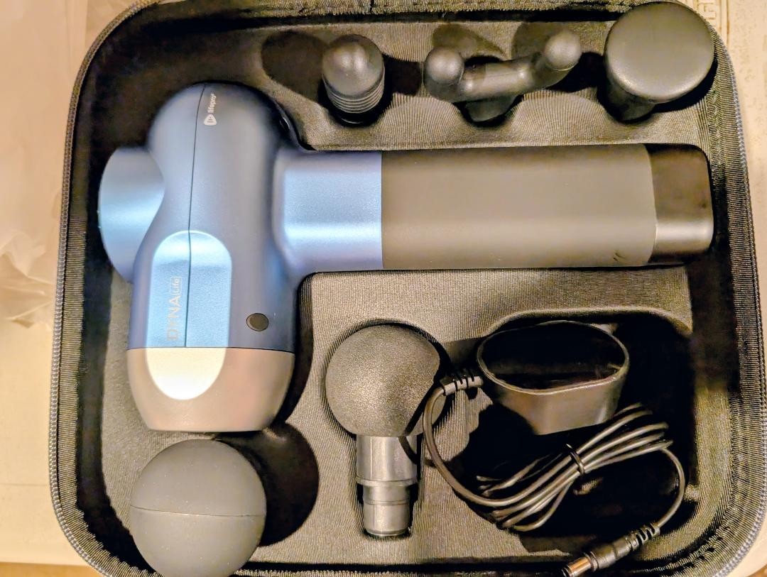 LifePro Dyna Life Handheld Percussion Deep Massage Gun Massager & Case Blue NEW