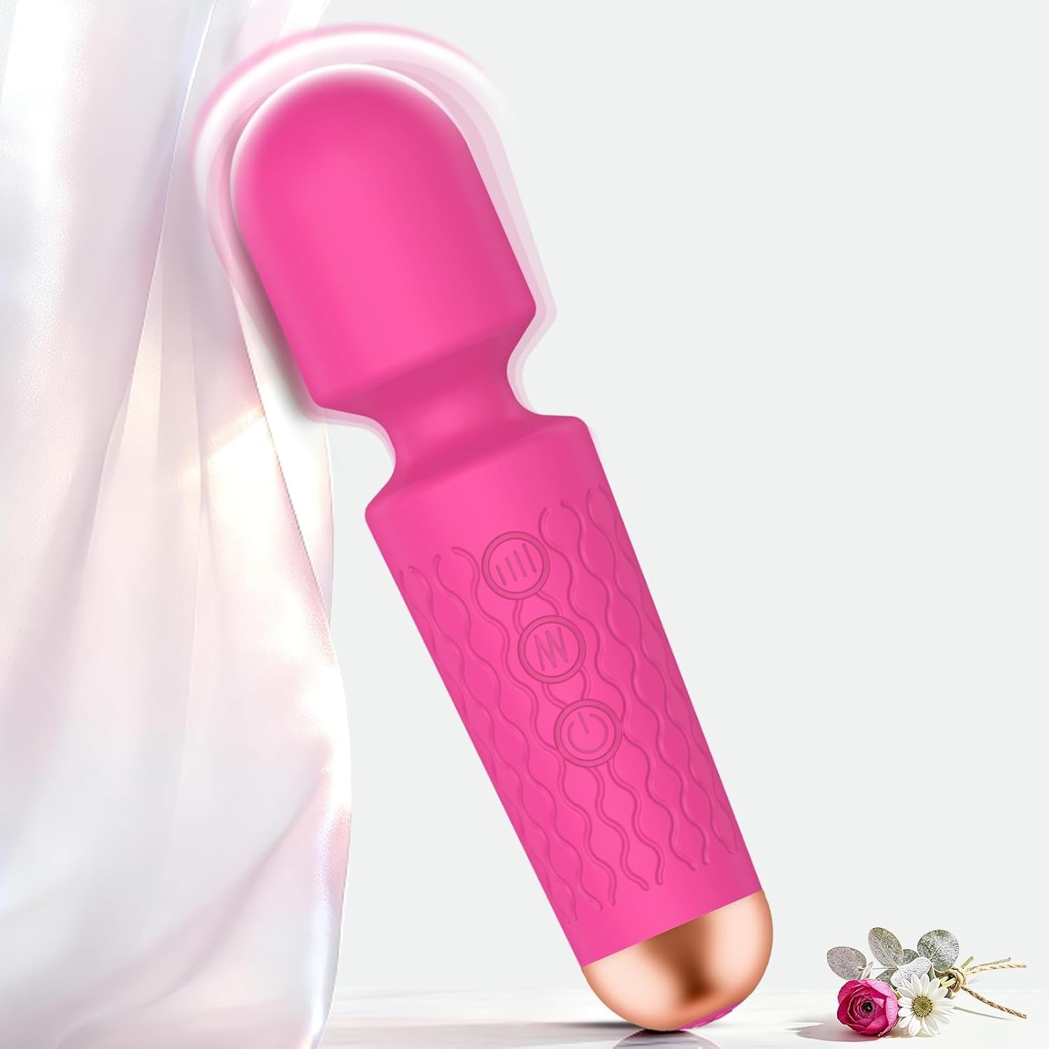 Rose Pink Mini Handheld Massager Tool 20 Vibration Modes 8 Speeds Silicone Body