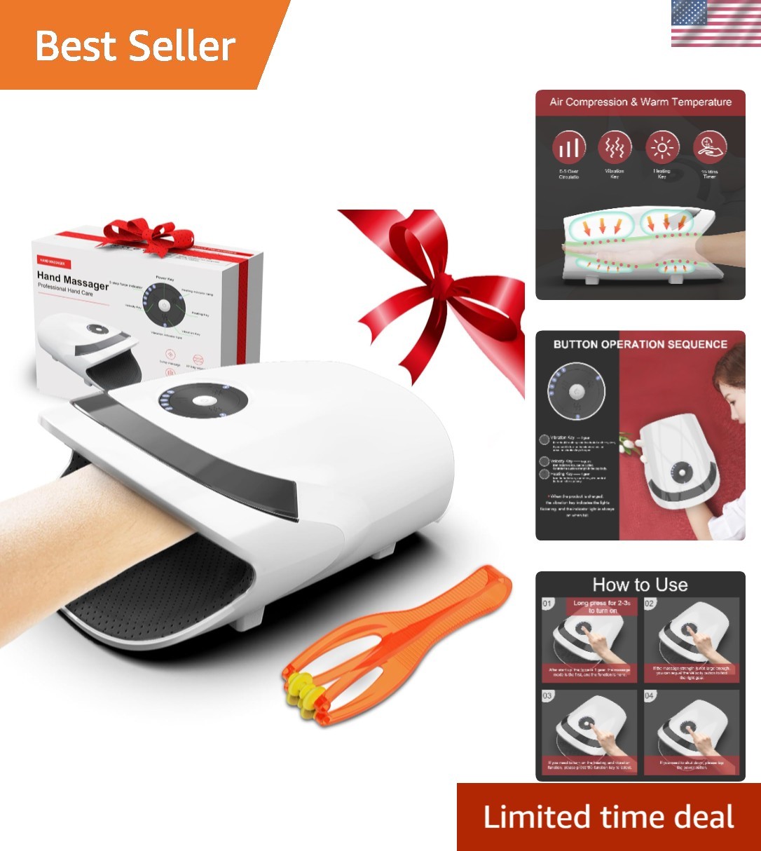 Modern Cordless Hand Massager – Compression Therapy & Deep Relaxation Experience