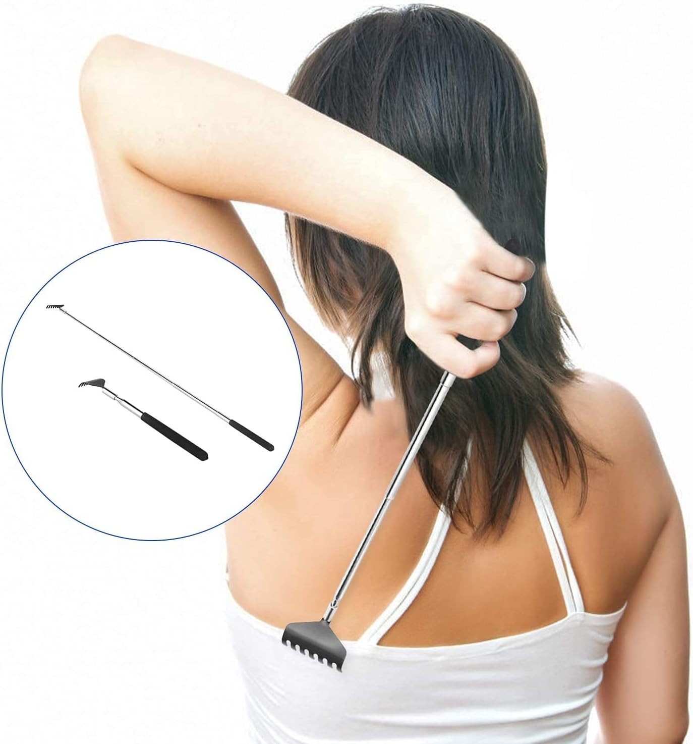2 Pack Portable Extendable Back Scratcher, Stainless Steel Telescoping Back Scra