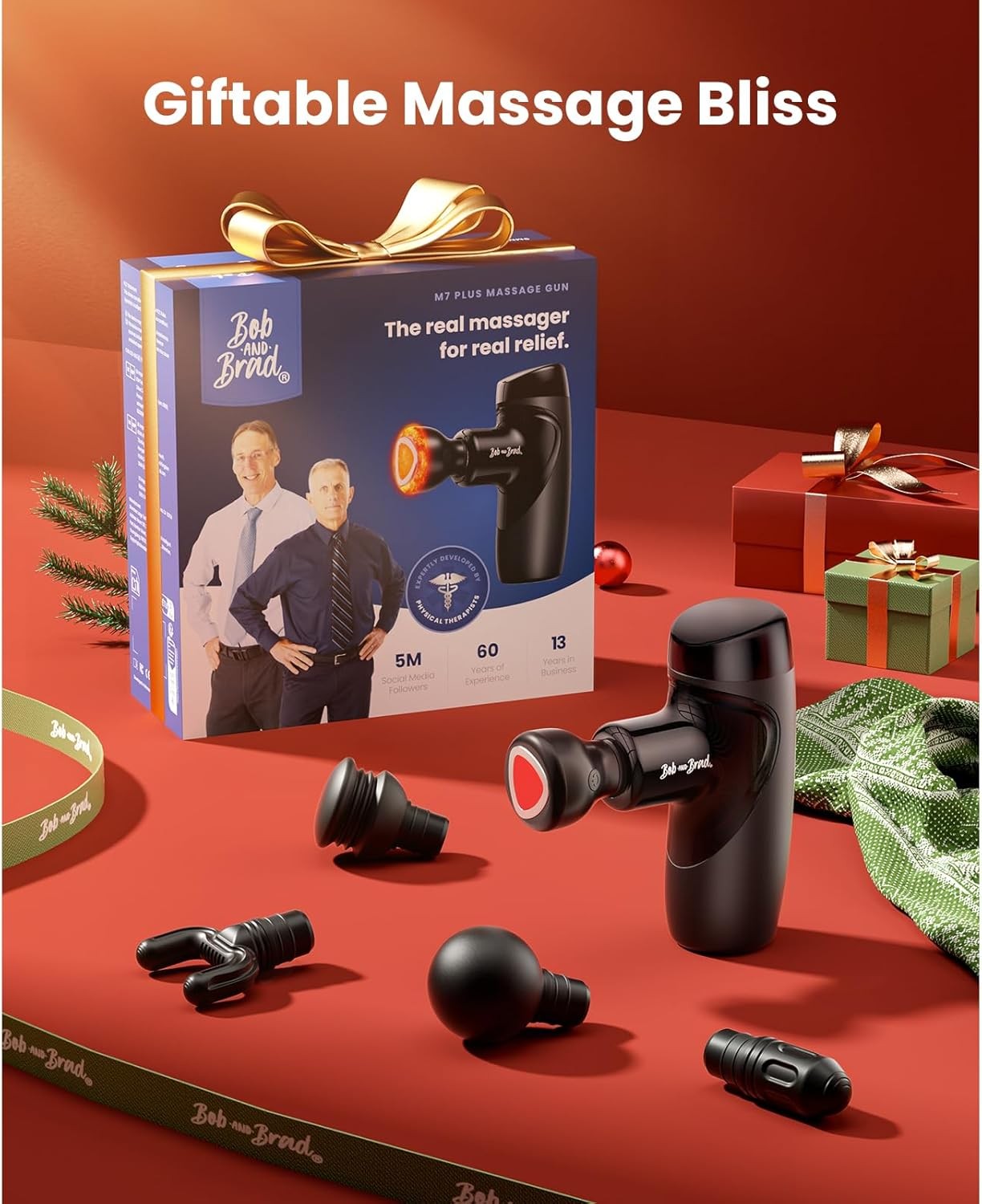 Bob and Brad M7 Pocket-Sized Percussion Deep Tissue Heated Massage Gun Men Gift