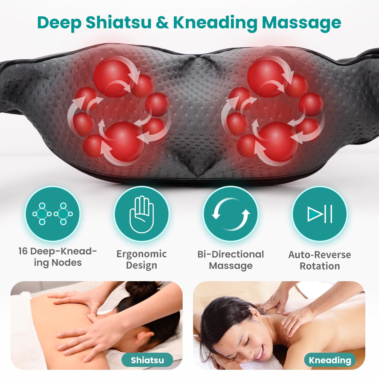 Shiatsu Neck Massager with Heat for Pain Relief Deep Tissue, 2026 Upgraded 3D…