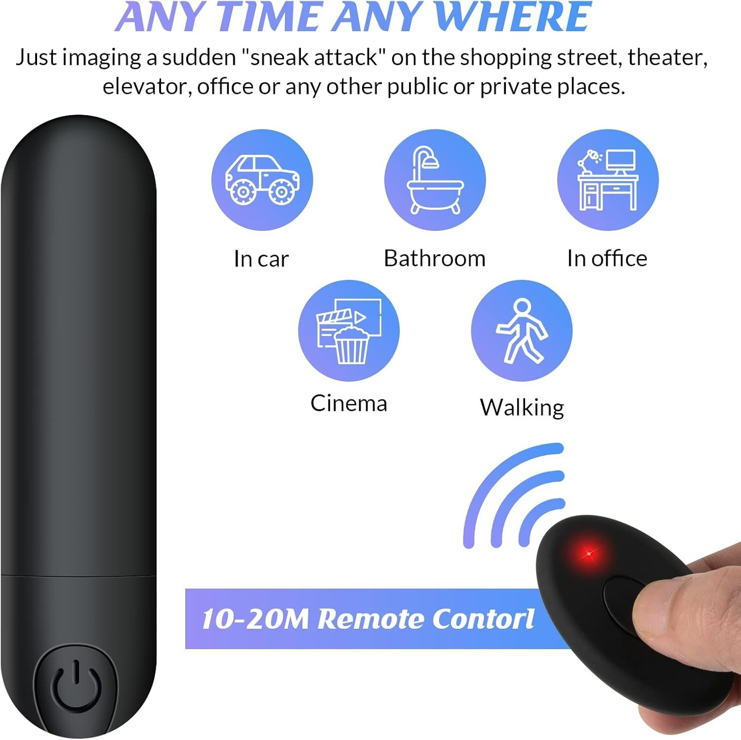 Compact USB Rechargeable Vibrator Wand with 10 Vibration Modes – Waterproof