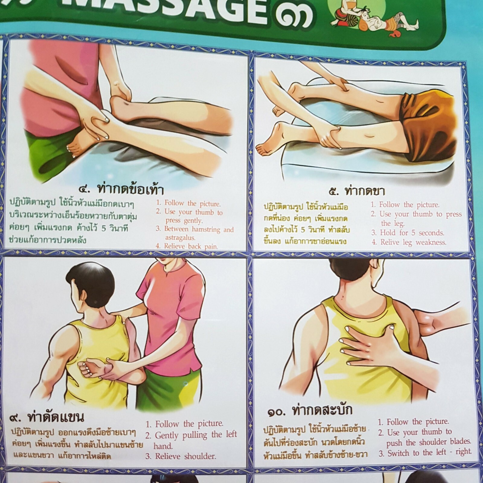 Poster Thai Massage Body Oil Foot Traditional Sketch Chart Reflexology Spa