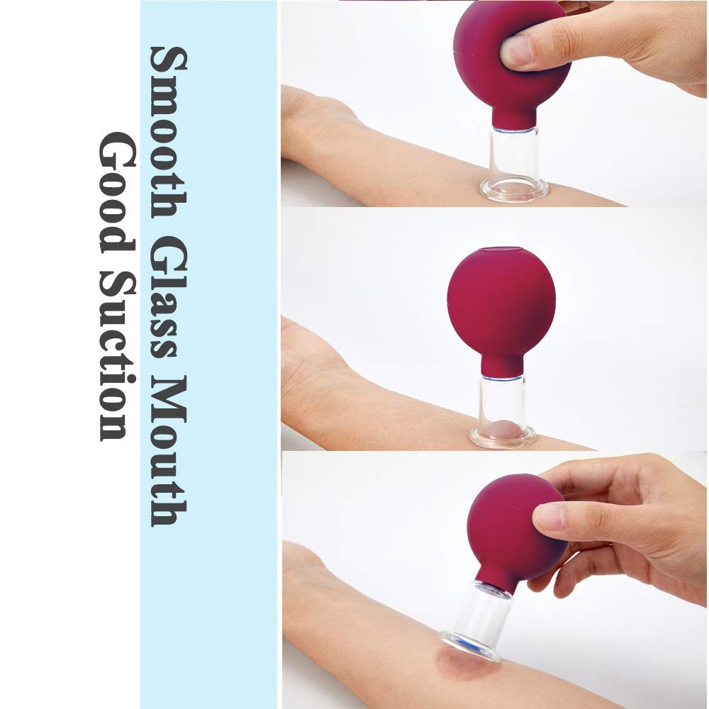 FeelFree Sport Glass Facial Cupping Set 4pcs Silicone Vacuum Suction Face Mas…