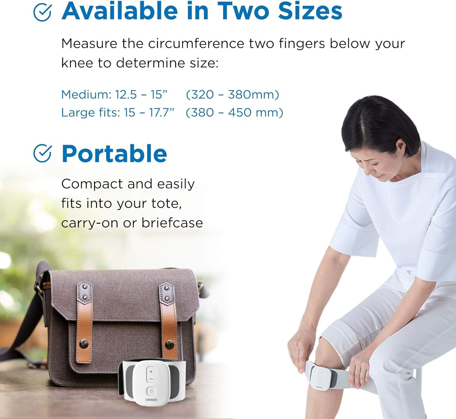NEW! Omron Focus TENS Therapy for Knee Unit Wireless Muscle Stimulator Medium