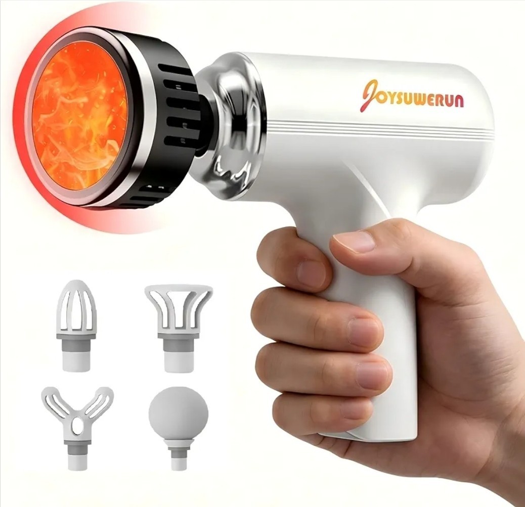 Heated Deep Tissue Massage Gun 6 Speeds 4 Heads USB-C Fast Charge New