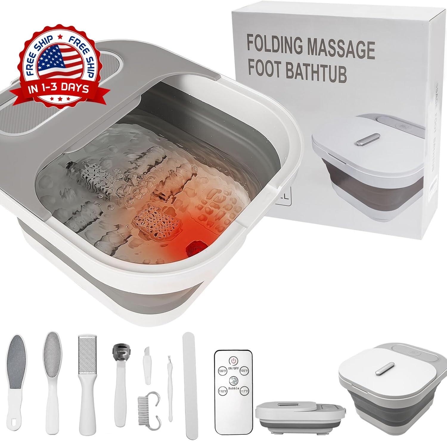 Masajeador De Baño Spa Con Rodillos Burbuja y Calor Hidromasaje Para Pies Masaje