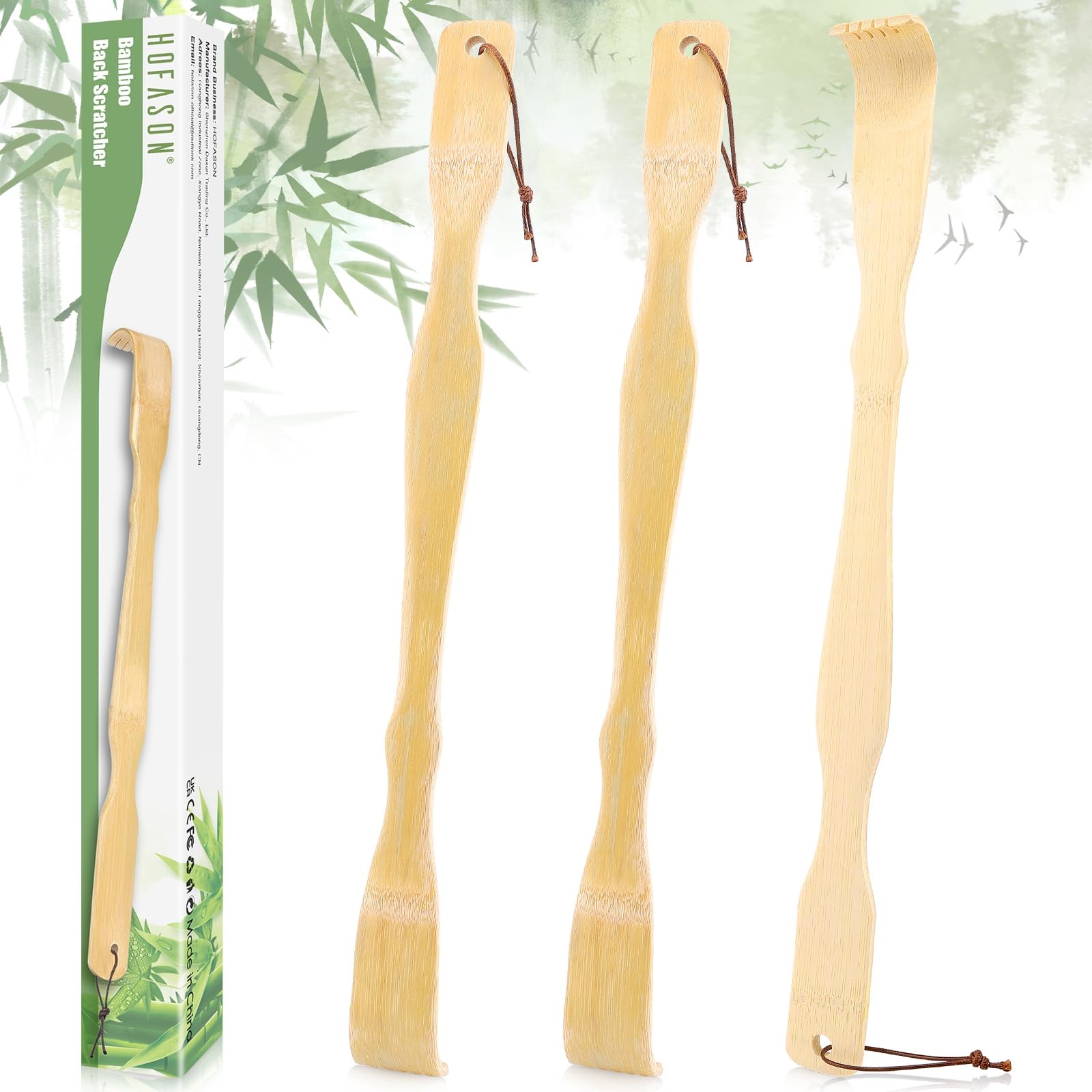 HOFASON 3 Pack Wooden Bamboo Back Scratcher for Adults Men Women, Gifts for S…