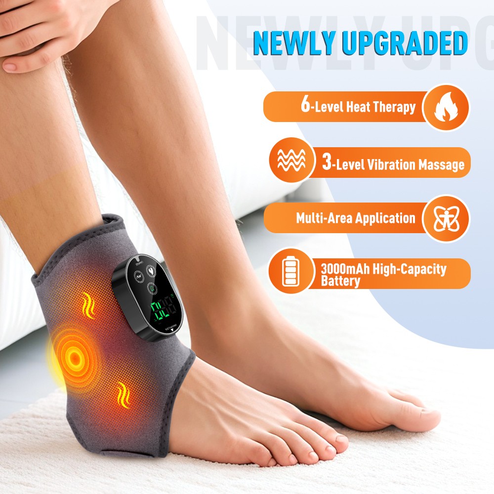 Electric Foot Ankle Massager Pain Relief with 6 Heat Levels & 3 Vibration Modes