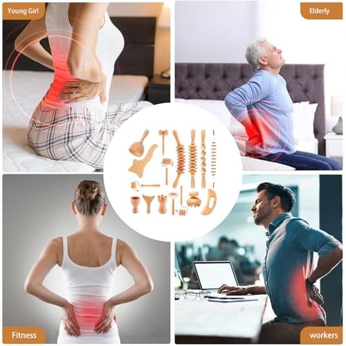 16-in-1 Wood Therapy Massage Tools Kit for Muscle Pain Relief & Body Sculpting