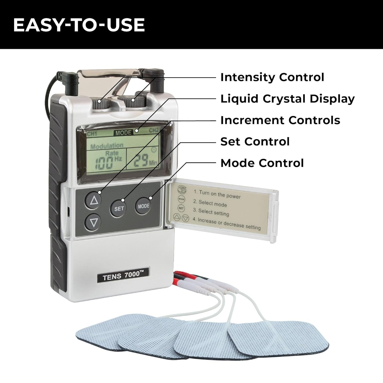 Digital TENS Unit with Accessories – Muscle Stimulator Machine for Back Pain Rel