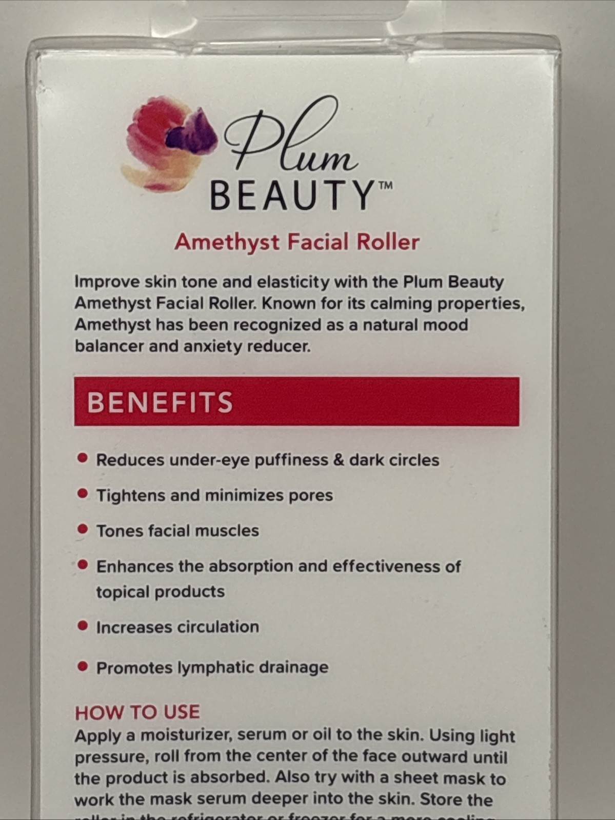 Plum Beauty Minimize Pores & Improve Skin Tone Compact Amethyst Facial Roller