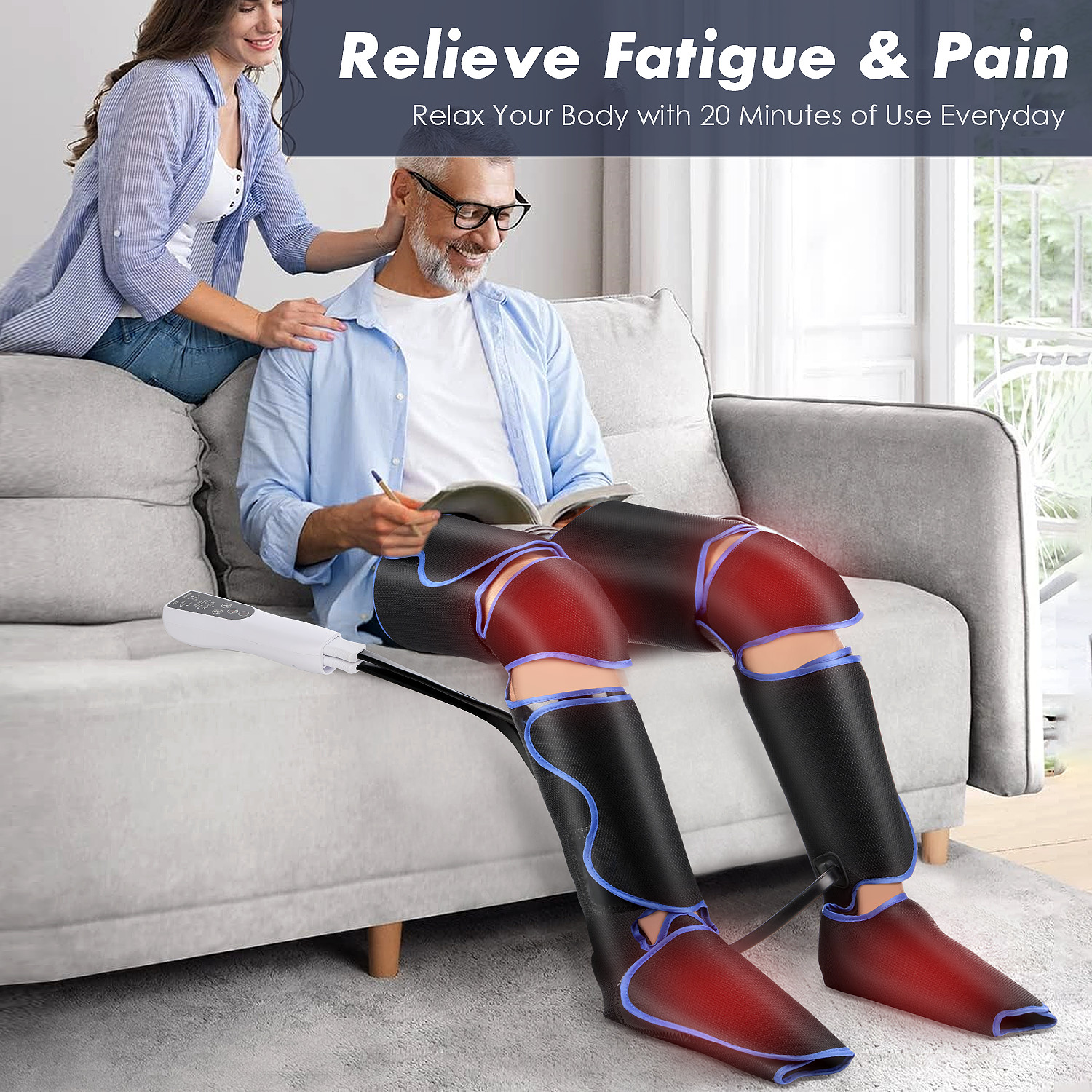 Knee Foot Leg Massager Pressure Heating Air Heating Function Calf Circulation