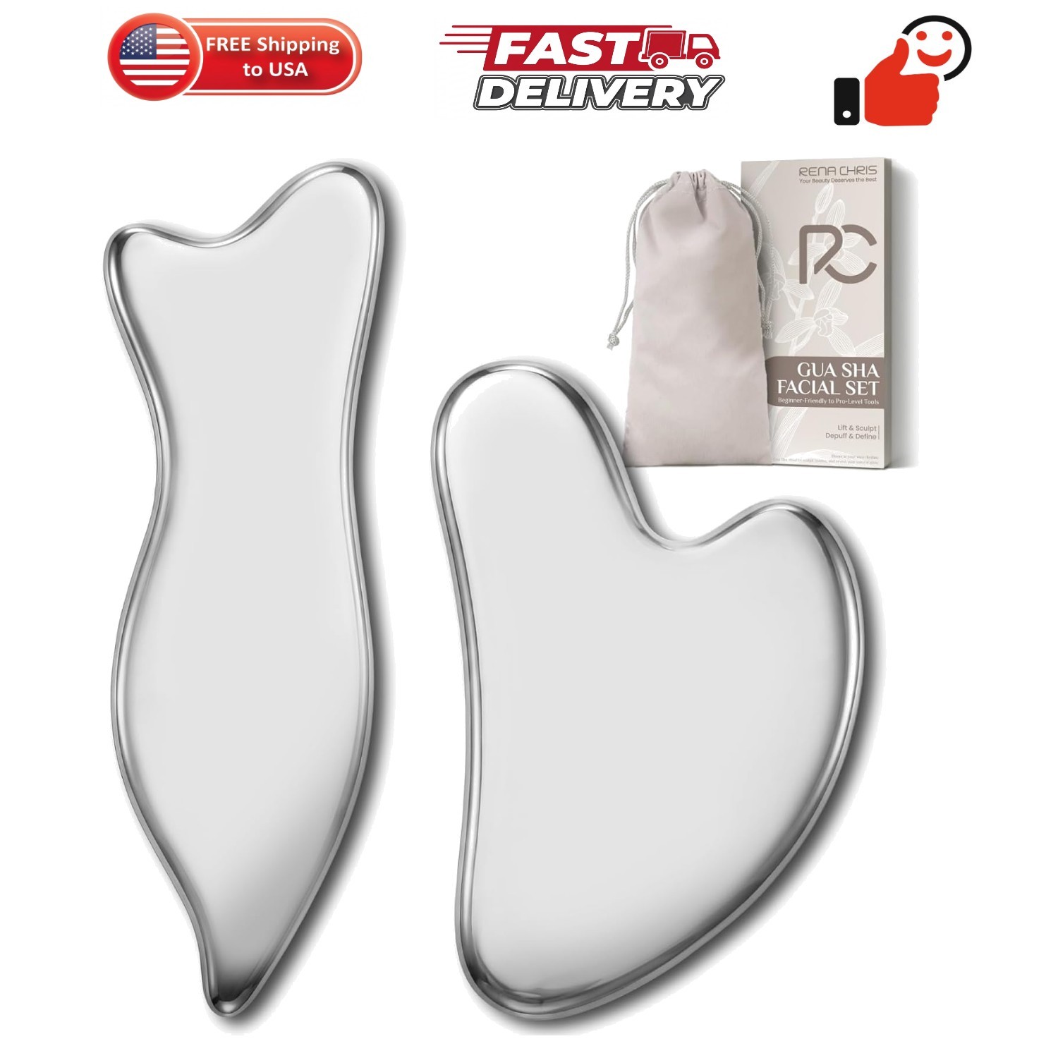 Stainless Steel Gua Sha Set, Guasha Tool for Face and Body Massage, Gua Sha a…