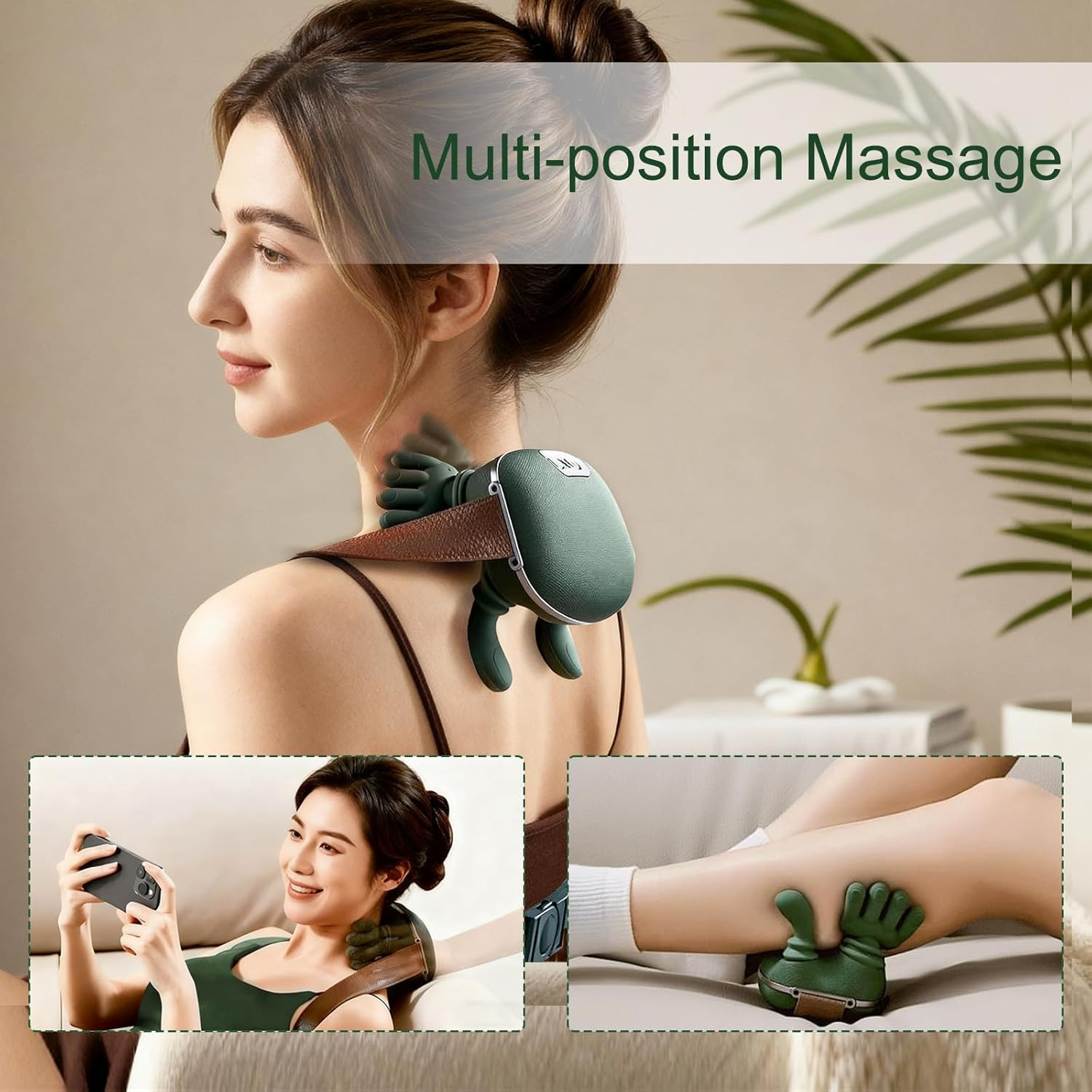 Neck Massager, Shiatsu Neck and Back Massager with Heat, 4D Kneading Simulated H