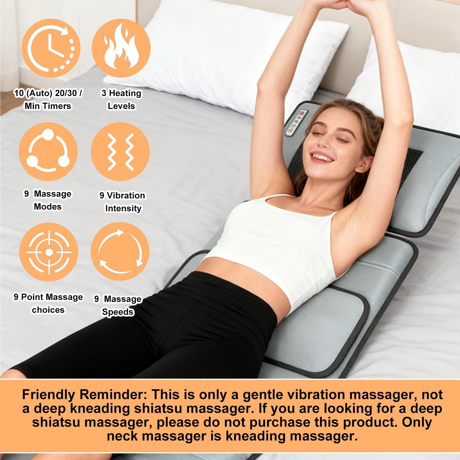 Full Body Electric Massage Mat w/Heat Vibration Massage Pad Cushion Back Massage