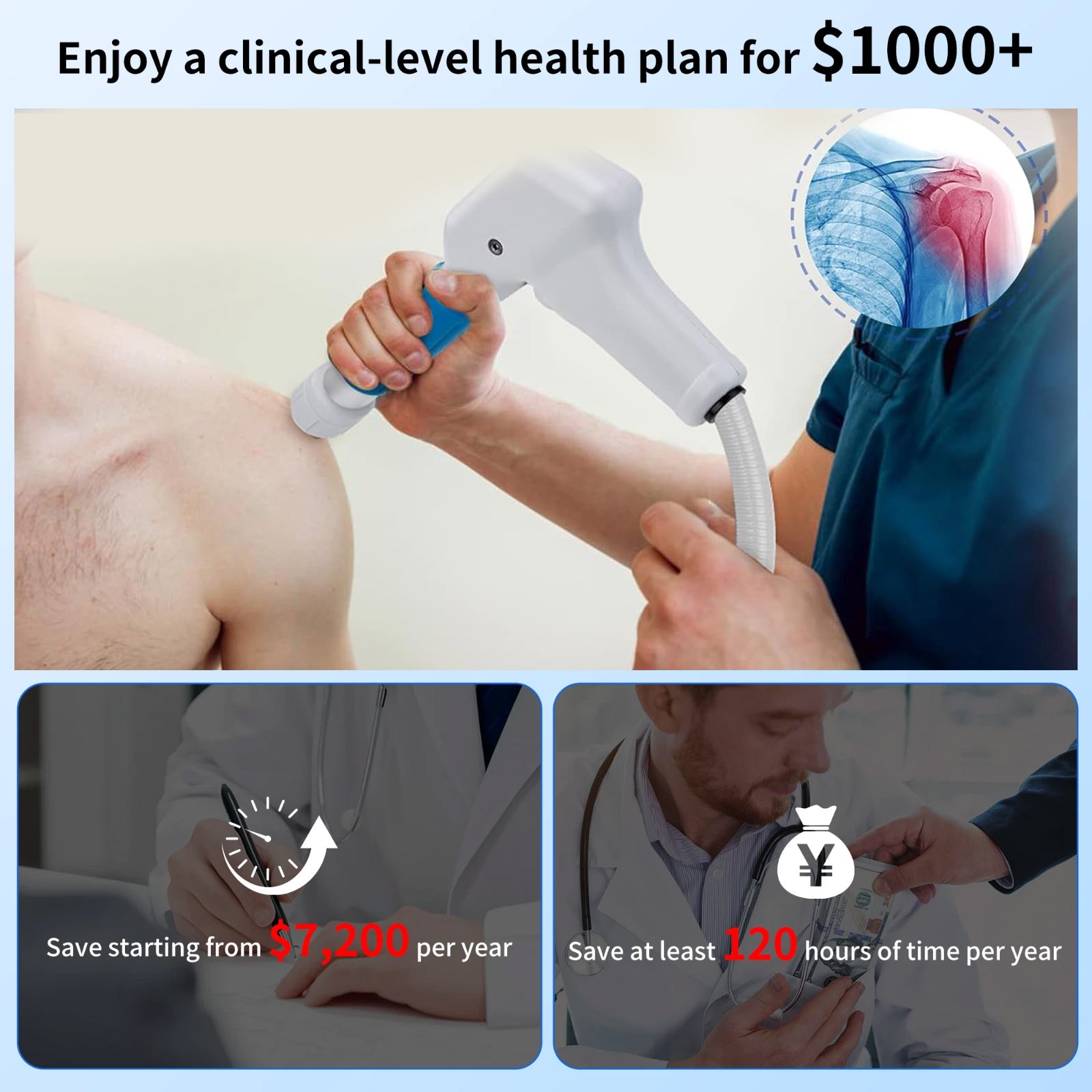 Extracorporeal 10 Bar Pneumatic ED Shockwave Therapy Machine Body Pain Relief US