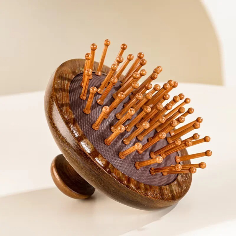 Sandalwood Massage Comb Finger Ring Scalp Massager AntiStatic Wooden Guasha Tool