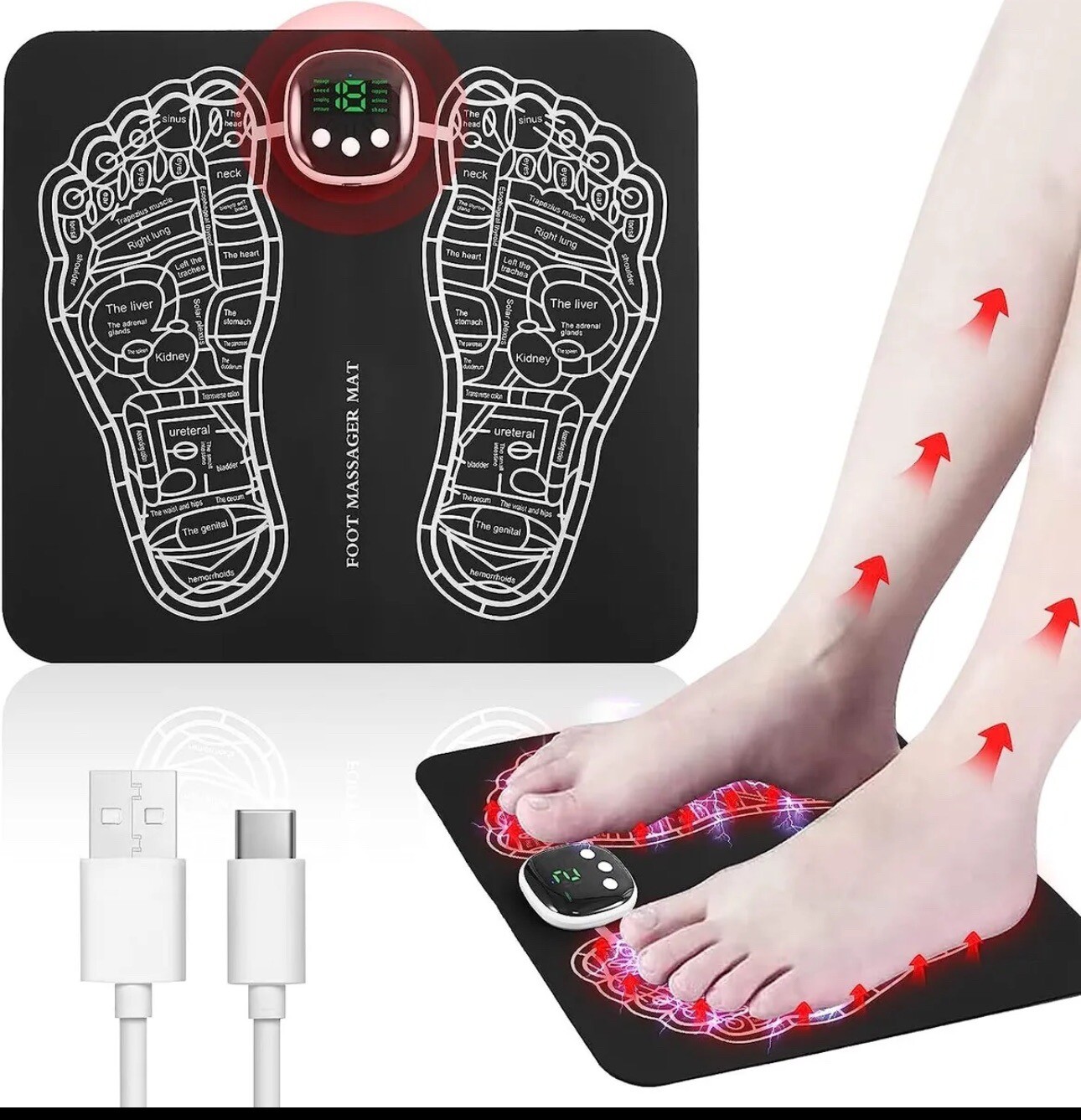 EMS Foot Massager Mat Foot Massager Pad Foldable Feet and Calves Massage Machine