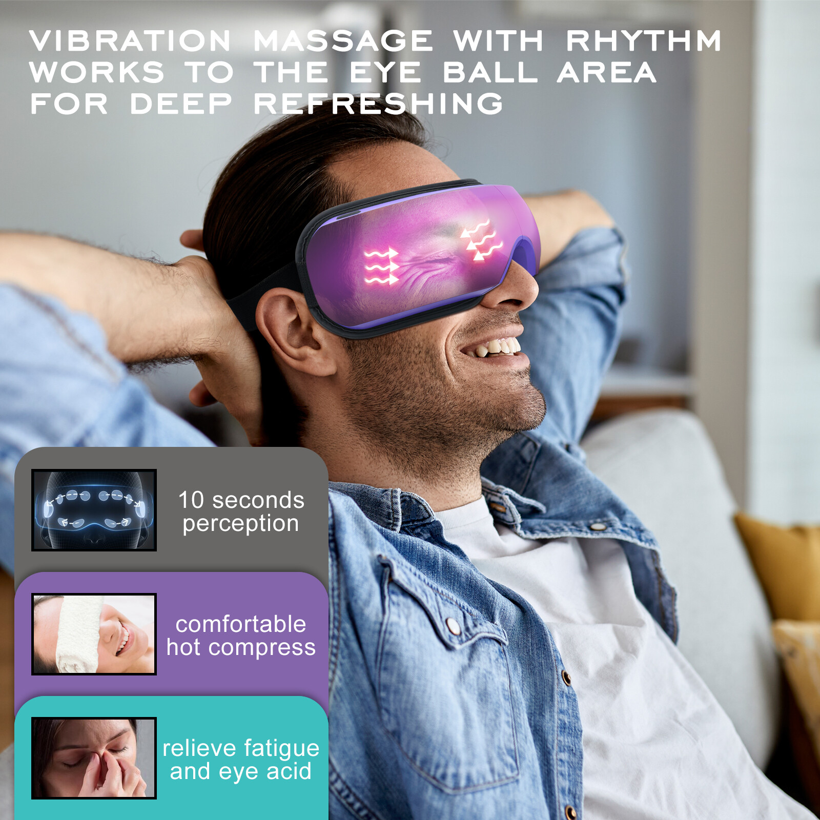 Eye Massager with Heat, Temple Massage Mask for Relax Eye Strain, Eye Care