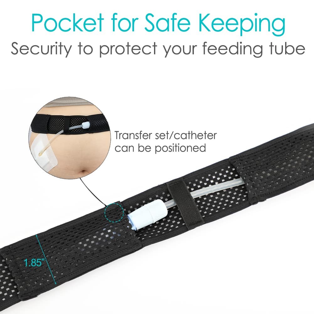 Mesh Breathable PD Belt Peritoneal Dialysis Catheter Holder Pouch Black