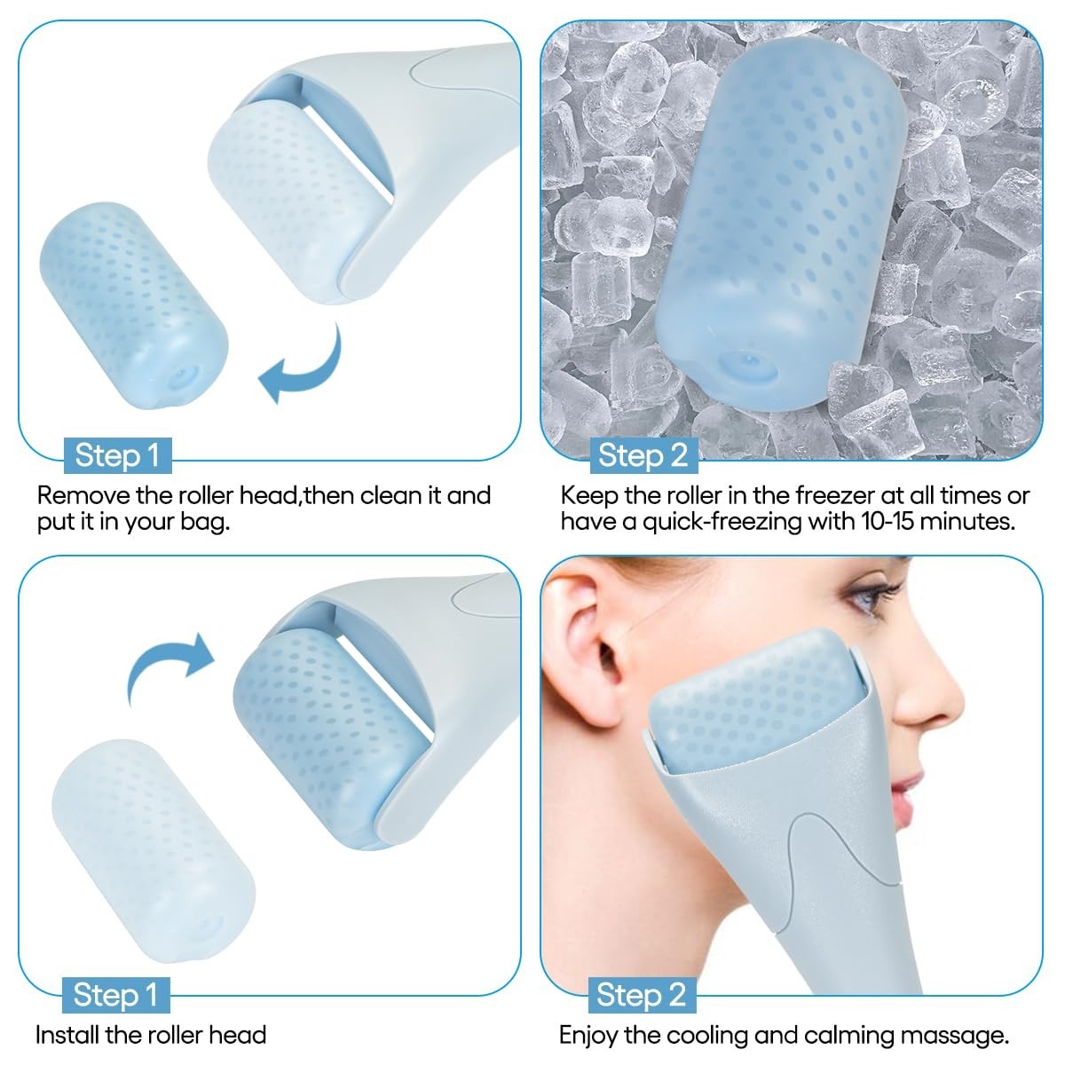 Fronnor Ice Roller for Face,Eyes,Facial Massager Tool,Soothing Skin Care Tool,Co