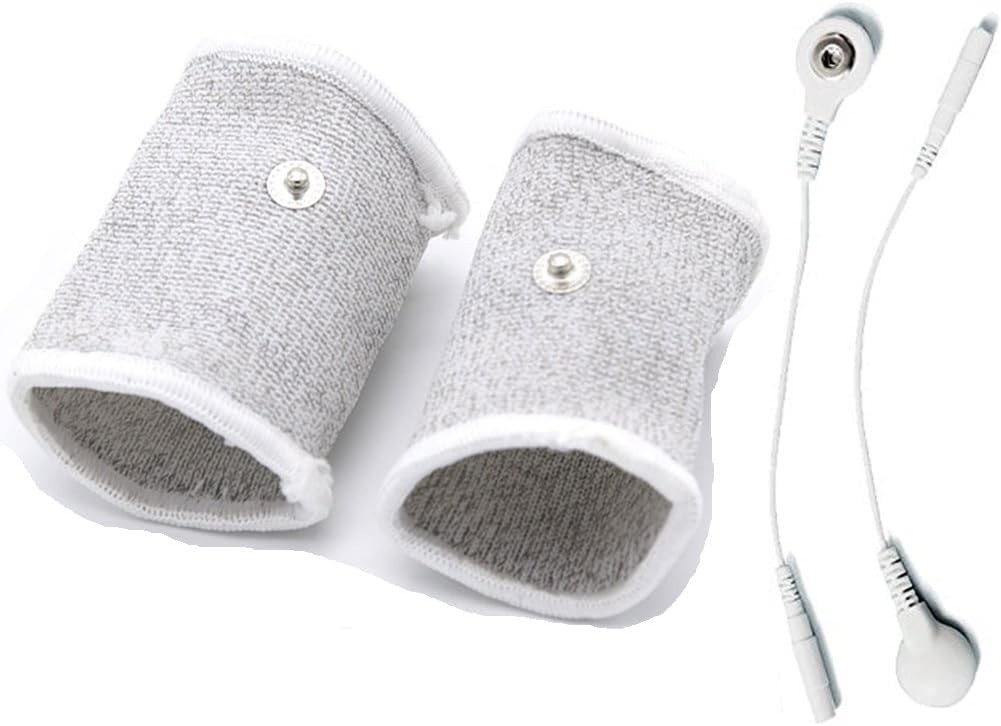 2Pcs Adjustable Conductive Silver Thread Loops with Wires, 2mm Pin to 3.5mm Snap