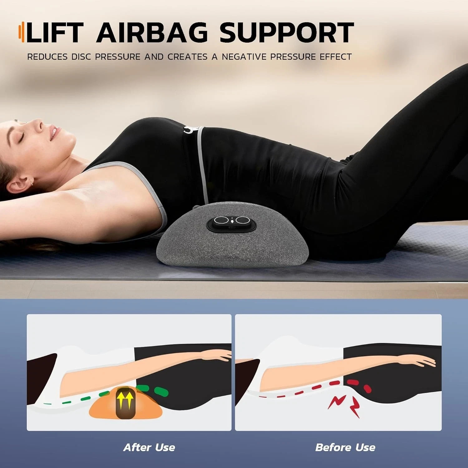 3 In 1 Electric Lumbar Support Pillow Smooth Spine Triple Fusion Back Massager