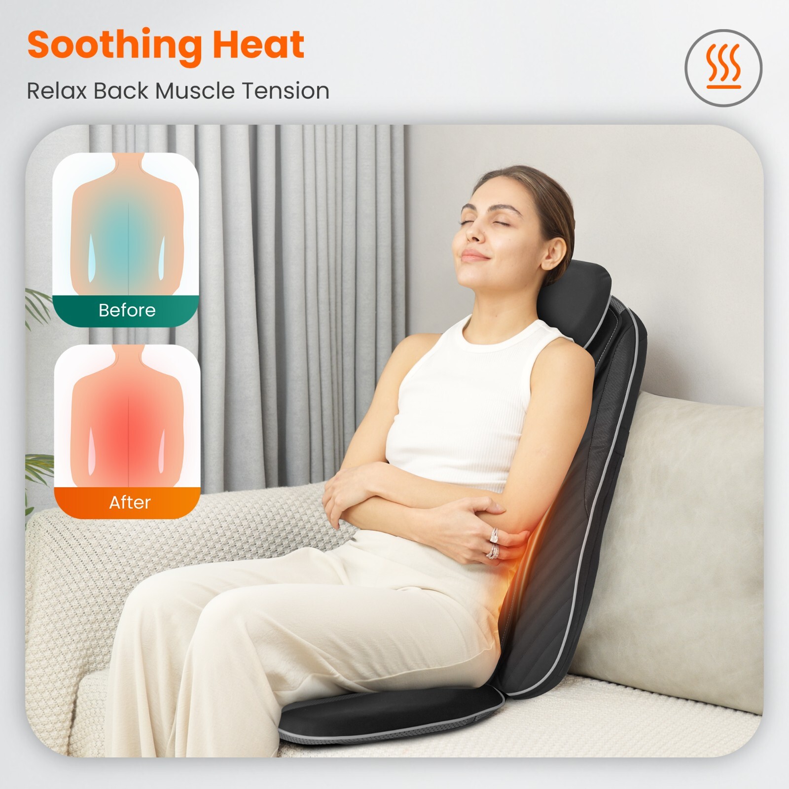 Snailax Upgraded Shiatsu Back Massager with Heat, Deep Tissue Kneading Massage
