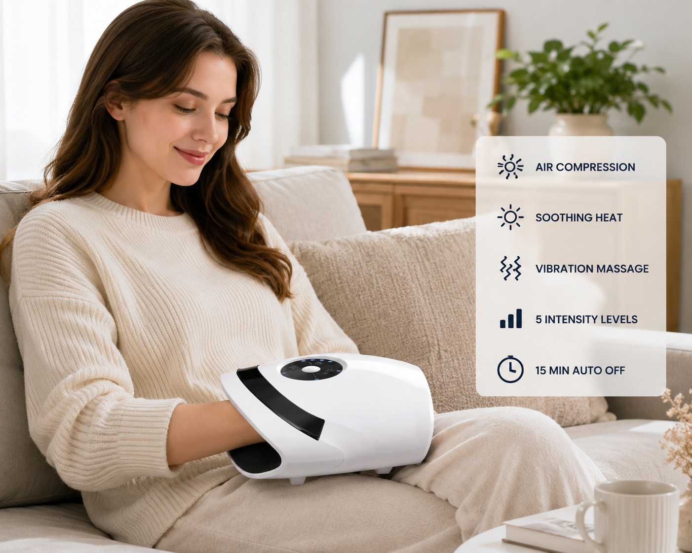 Rechargeable Hand Massager w Heat Compression Therapy Pain Relief