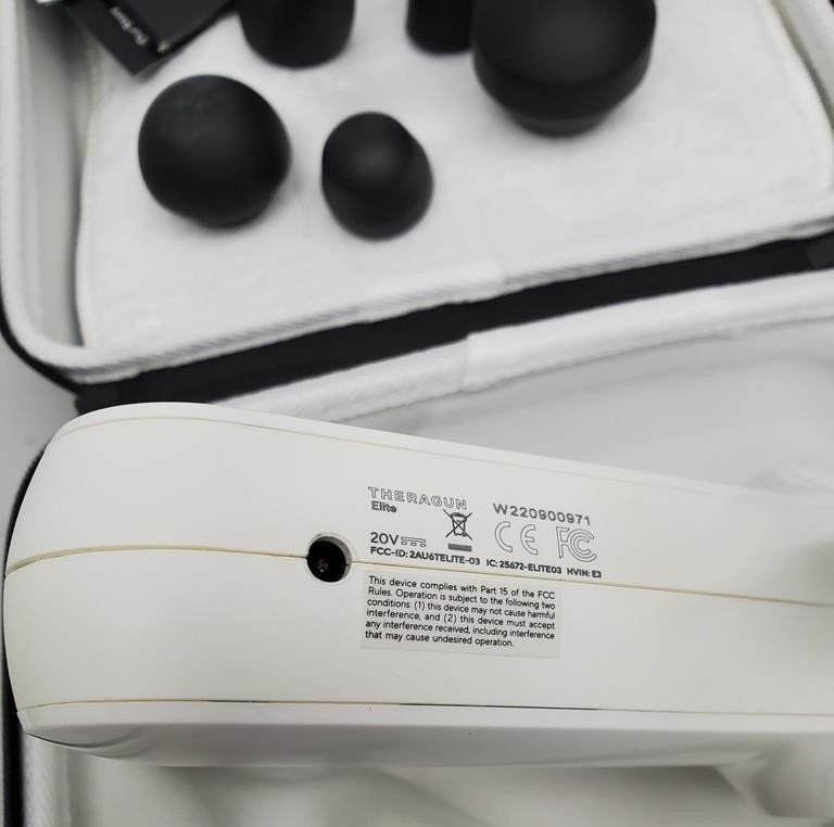Therabody Theragun Elite Deep Tissue Percussive Massage Gun White Charger + Case