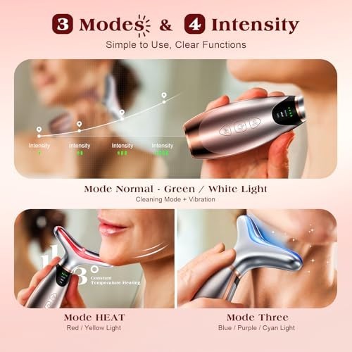 7-Color Facial Massager with Red Light Therapy & Heating Vibration for Face Lift