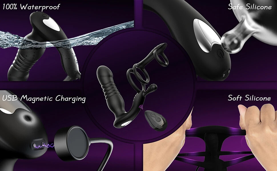 Waterproof Powerful Flapping Prostate Massager Dual Motor Telescopic-Vibrators