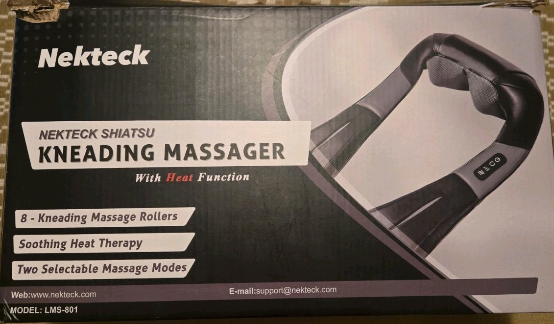 Nekteck Shiatsu Neck and Back Massager with Soothing Heat Electric Deep Tissue