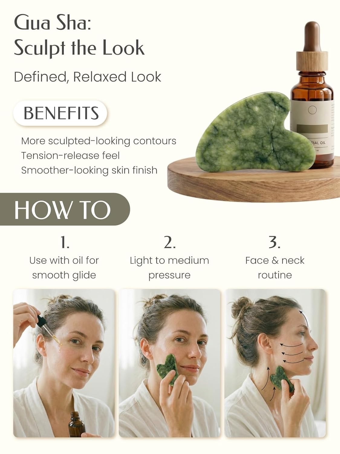 5PCS Face Roller & Gua Sha Facial Tools, Face Massage for Wrinkle Reduction & Pu
