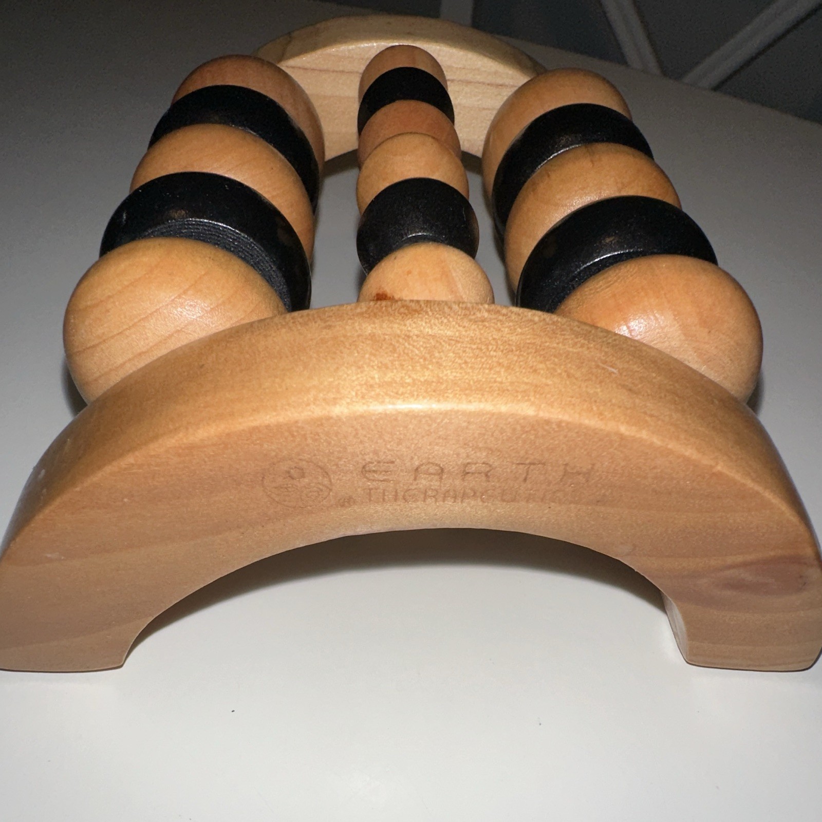 Heart Wooden Manual Rolling Foot Massager Roller, Brown/Black, 10 Heads