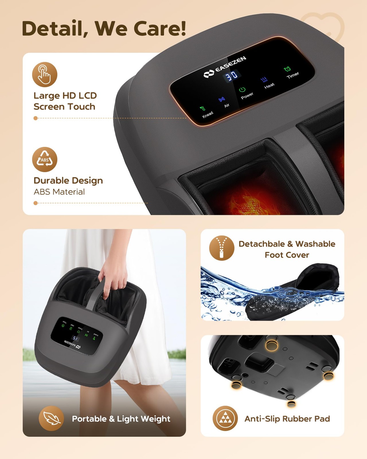 EaseZen Shiatsu Foot Massager with Heat & Cordless Remote – 2026 Upgraded Dee…