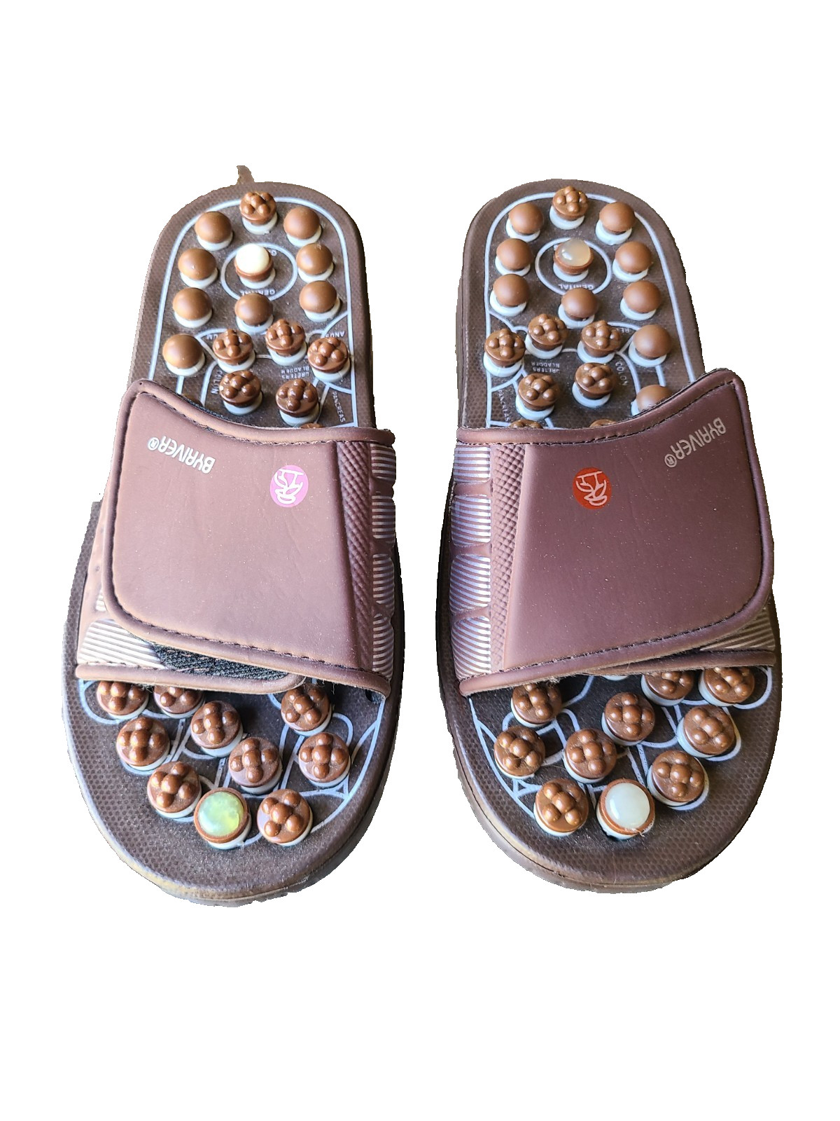 Byriver Brown Sandals Foot Massage Pressure Points Reflexology Size: S NEW