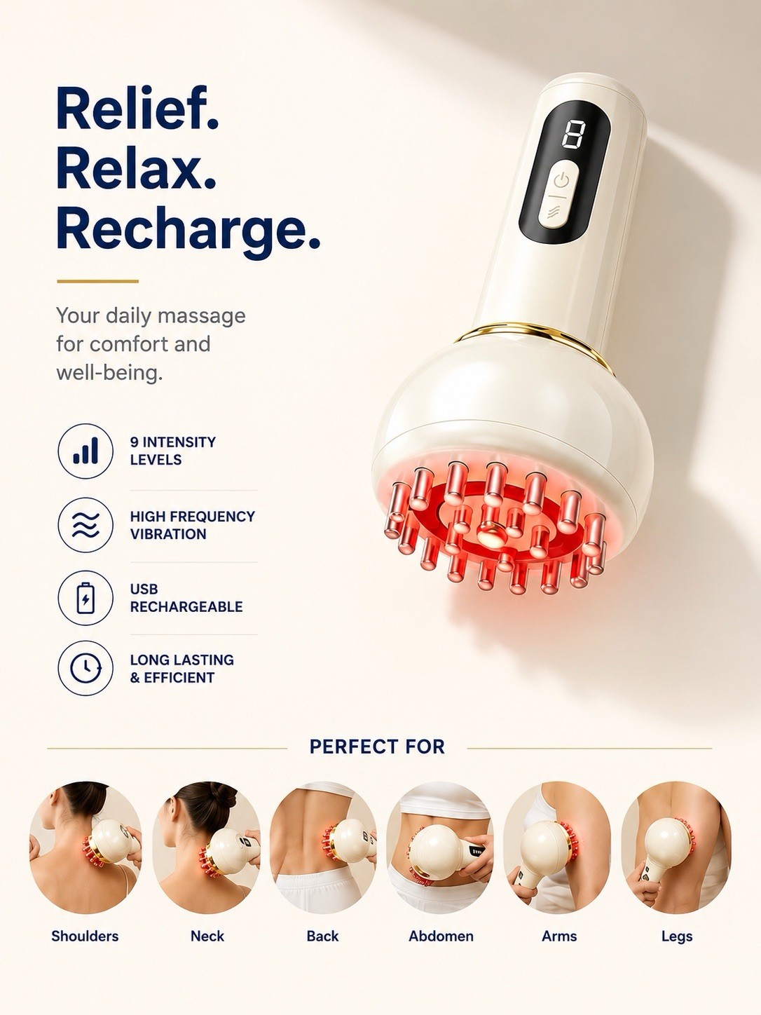 Electric Body Massager Lymphatic Drainage Red Light 9 Levels USB