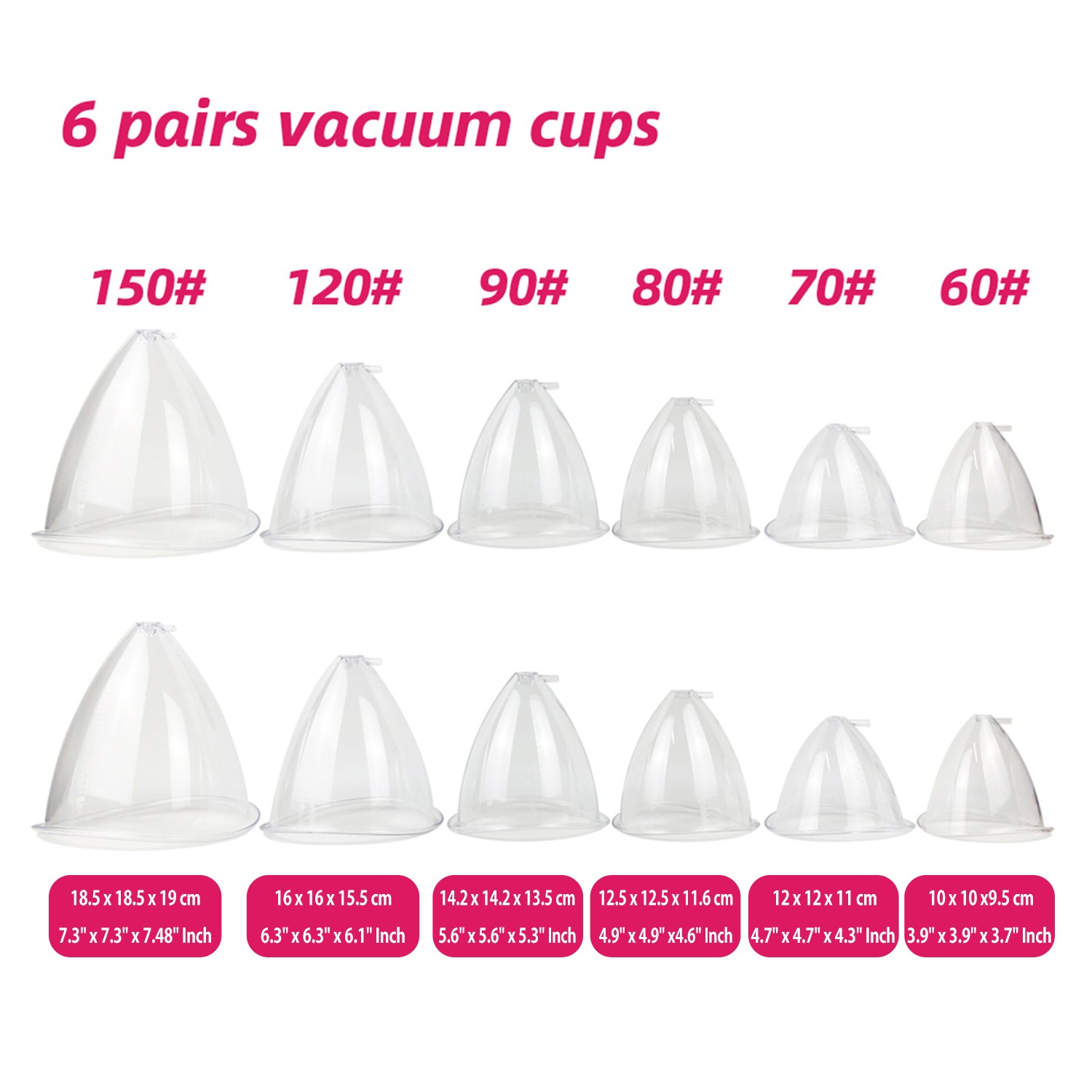 Relacement Cups 60ML-210ML Breast Cups Butt Lift Cups For Vacuum Therapy Machine