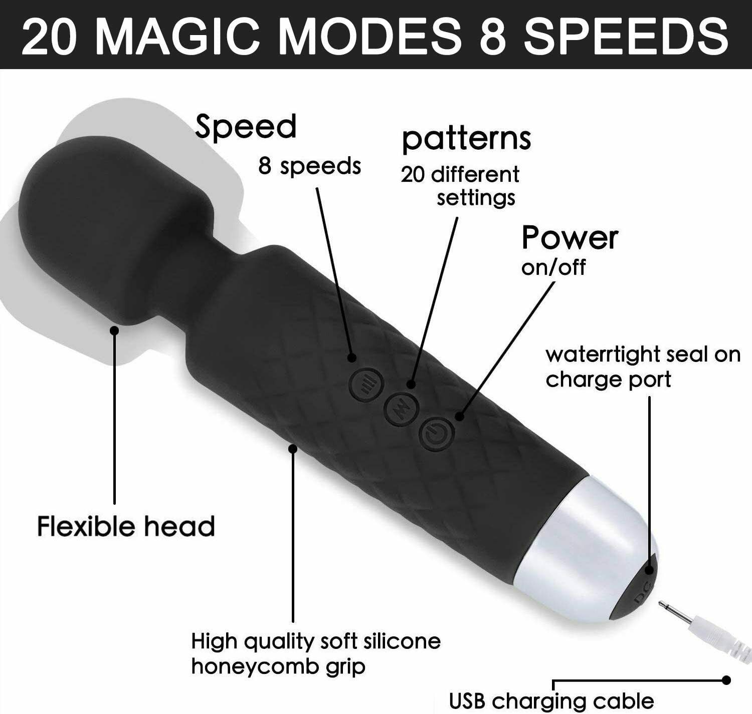 Powerful Mini Multi-Speed Magic Massager Wand Massage Full Body USB Rechargeable