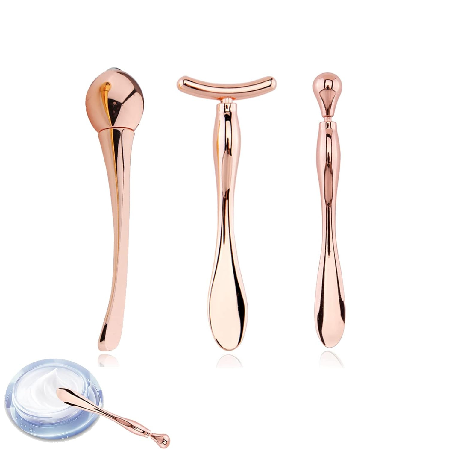 3 Pack Metal Eye Cream Applicator Face Roller Massager Wand Stick Tool