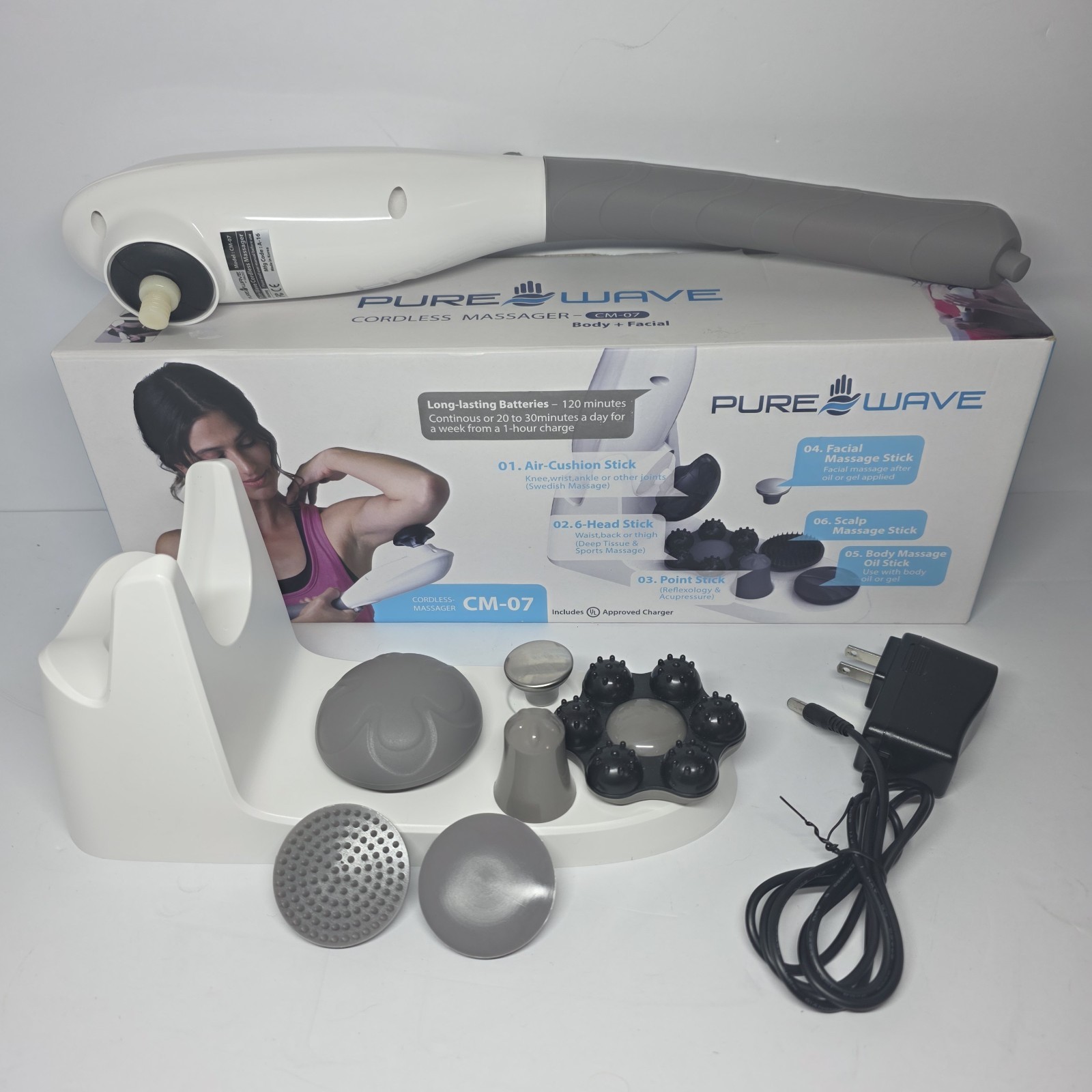 Pure Wave Percussion Massager Cm-07 With Box And Attachments