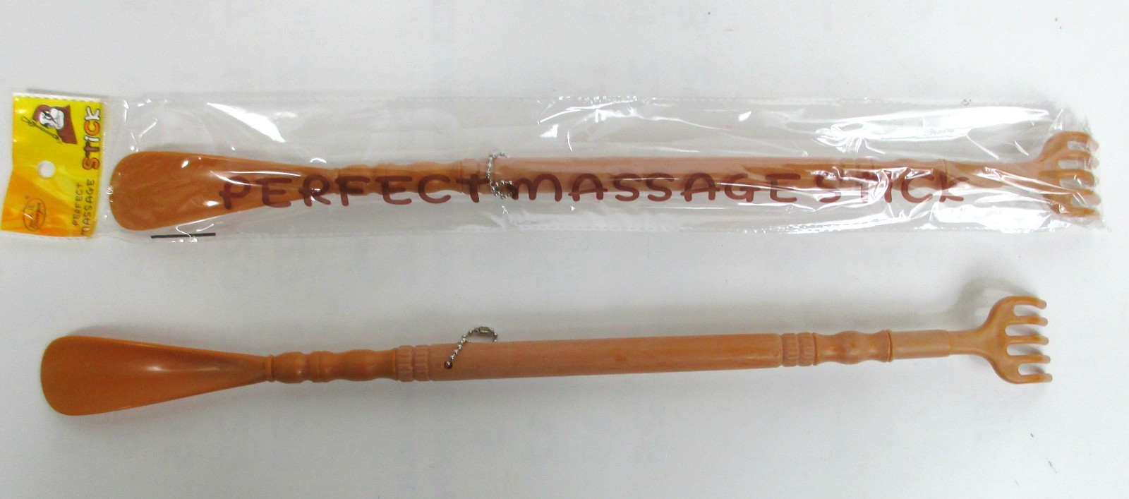 LOT OF 2, 6,10 PACK–PLASTIC SHOE HORN & BACK SCRATCHER OR BAMBOO STICK