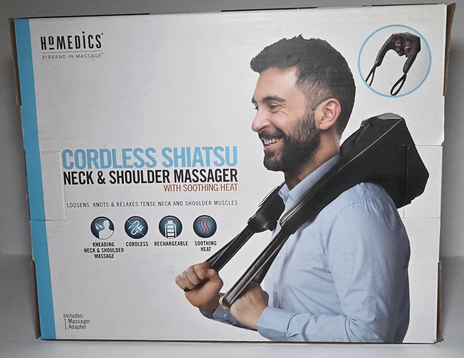 HoMedics Cordless Shiatsu Neck & Shoulder Massager Heat Rechargeable LN