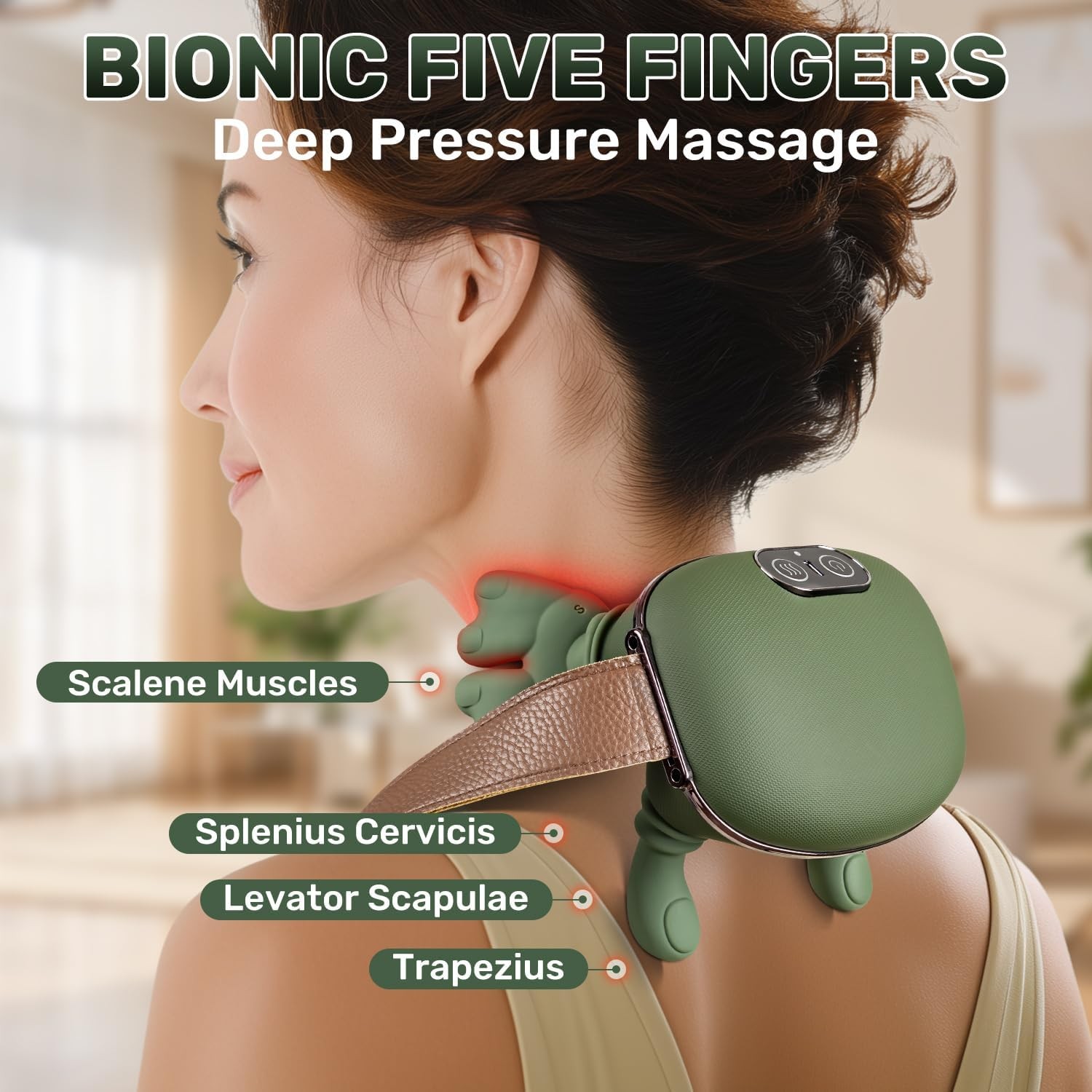 TREEFIA Shoulder and Neck Massager with Heat Heated Massager, Green