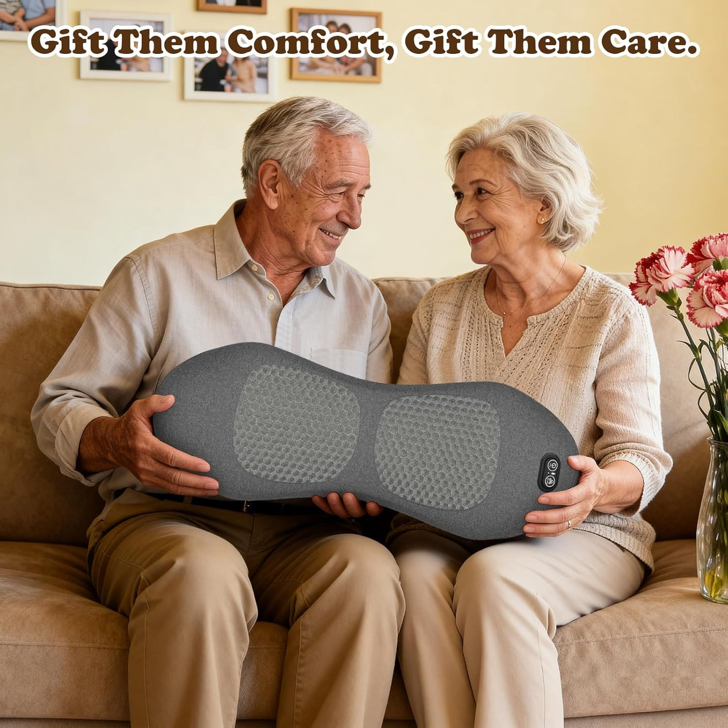 3In 1 Smooth Spine Triple Fusion Back Massager Electric Lumbar Support Pillow Wi
