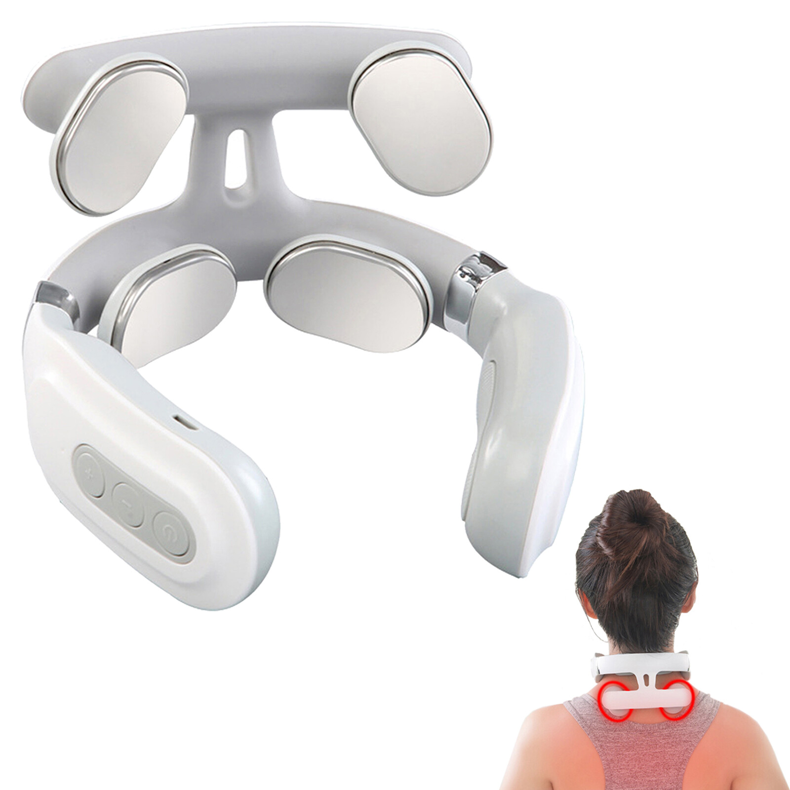 Neck Massager with Heat Kneading Shiatsu Pulse Beating Automatic Massage S2M8
